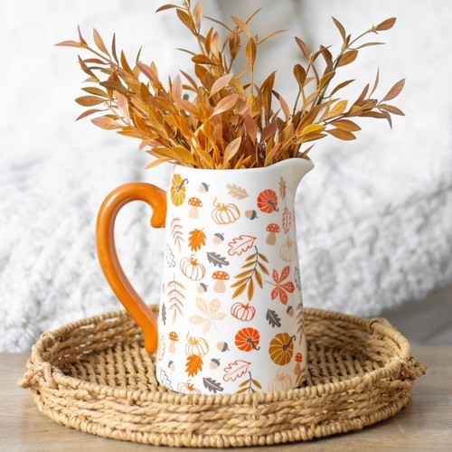 Autumn leaves ceramic - ceramic, jug