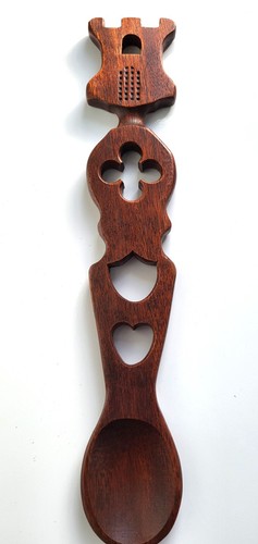 Welsh carved love spoon - welsh,
