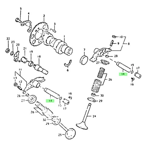 Rocker arm shaft nos suzuki - rocker,