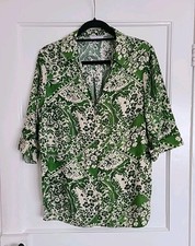 Matalan Papaya Green White Collared Floral Blouse Size 14 NWOT #