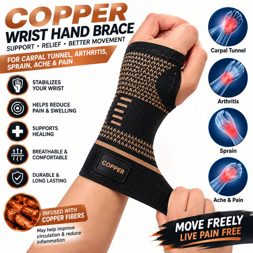 Copper wrist hand brace - copper,