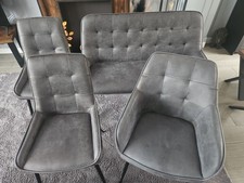 Next Dinning Chairs and Bench Grey Faux Leather