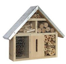 Insect Wooden Hotel Metal Roof Nest Home Bee Keeping Bug Garden Ladybird Box 24