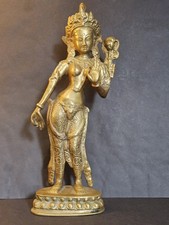 large antique Tibetan Guan Yin Or Bodhisattva Brass Statue. 30cm High.