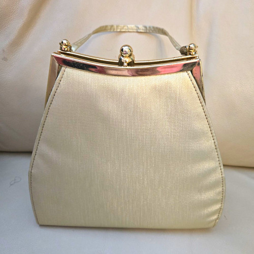 Ivory satin frame clutch bag - ivory,