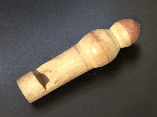 Vintage turned wooden whistle - turned,