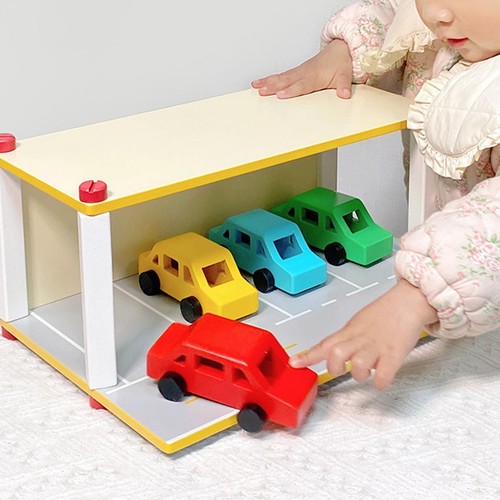 Wooden parking lot with - wooden, car