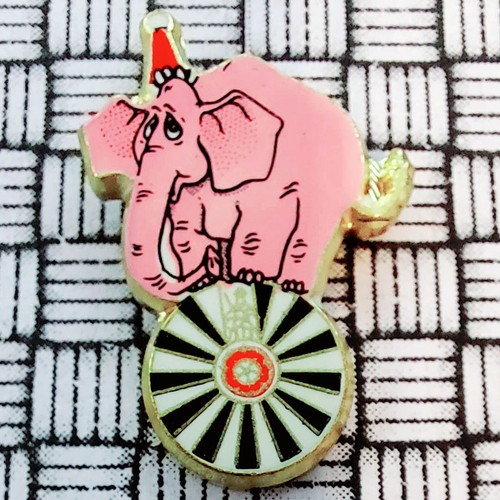 Vintage pink elephant round - elephant,