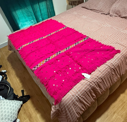 Pink wedding blanket handira - blanket,