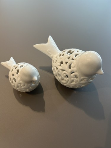 Pair vintage white ceramic - pair,