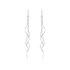 Long Spiral Slide Dangle Earrings 925 Sterling Silver Cascadg Spiral Earrings