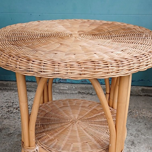 Round rattan side - round,