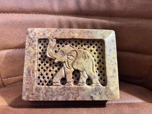 Stone trinket box elephant - stone,