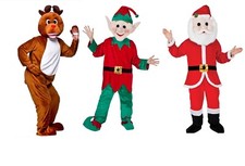 SALE Christmas Mascot Costume Jumpsuit & Head Fancy Dress Costume