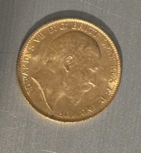 1908 gold sovereign - gold, coin