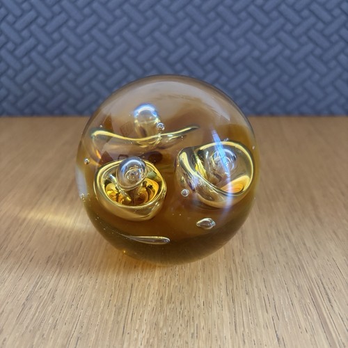 Glass paperweight amber - glass,