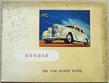 HUMBER SUPER SNIPE Saloon & Sports Saloon Car Sales Brochure c1939