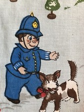 Vintage 1958 Blue Noddy Enterprises Mr Plod Blue Cotton Sew on Panel 13cm x 20cm