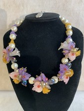 Butler And Wilson Flower Crystal And Glass Necklace