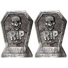  2 Pack Graveyard Tombstones Halloween Indoor and Outdoor Decorations