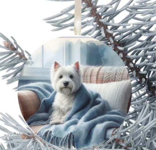 Westie dog hanging bauble - hanging,