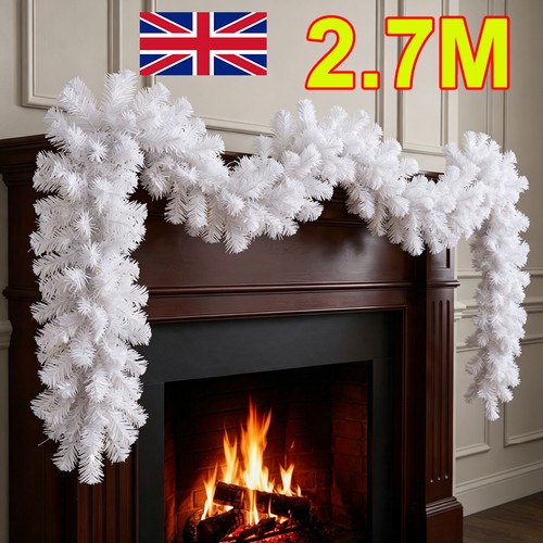 9ft white christmas - white, garland