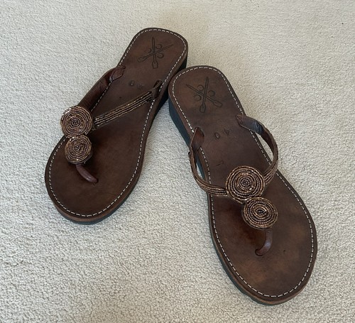 Leather and beads flip flops - and,
