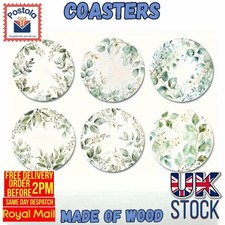 Botanical Wooden Coasters Set