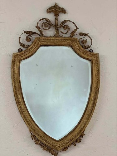Antique french giltwood shield - antique,