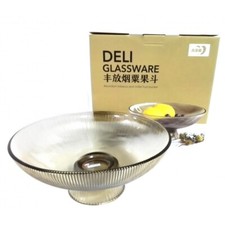 Footed Smoky Glass Salad Bowl