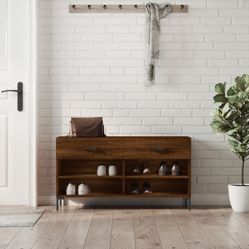 Shoe bench brown oak - brown, 102x35x55