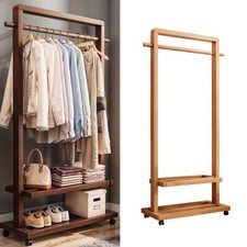 Movable Bamboo Clothes Rail