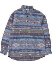 C&A Mens Fleece Shirt XL Blue Fair Isle Polyester AJ02