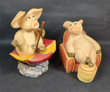 Piggin' Figures by David Corbridge x 2 ~ PIGGIN' RETIRED & PIGGIN' WEATHER