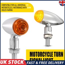 2X Chrome Motorcycle Bullet Turn Signal Light Indicator Bulb Amber Blinker 10mm