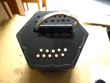 Black Inlaid German Anglo type 20+1 Button Concertina ...GC