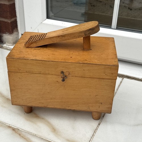 Storage wooden shoe polish box - storage,