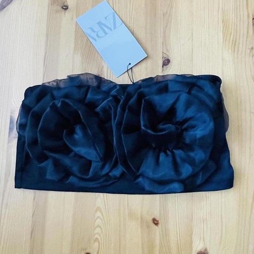 Zara black crop top with - crop,