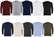 Men's Henley Long - Sleeve Single Jersey T-Shirt With Granddad Collar XXL (2334)