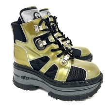 Onyx Retro Women’s Cyber Goth Raver Chunky Platform Ankle Boots Y2K UK 4 RARE