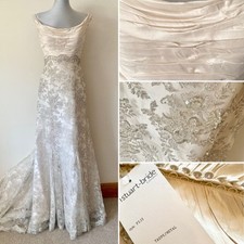 ◾️ Ian Stuart  |  Fiji  |  Size 12  |  Taupe/Metallic Beaded Lace Wedding Dress