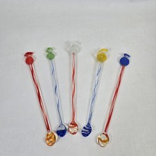 6x Vintage Blown Glass Stir