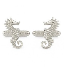 Sea Horse Cufflinks - Onyx Art CK501 Marine Life Men's Novelty Cuffs