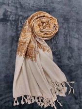 Baige/white Indian Kashmiri  Shawl