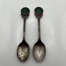 2 Vintage Silver Plated Golf Souvenir Teaspoons-Enamelled HPGC-FREE UK POSTAGE