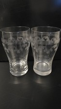 2 x vintage 1/2 pint Etched