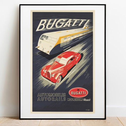 Vintage poster bugatti - vintage,
