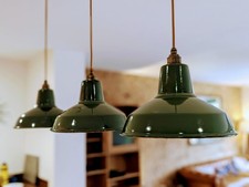 1x Benjamin RLM Crysteel factory style enamel ceiling lamp 12" E27 fitting (GB)