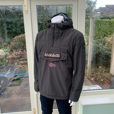 Napapijri Rainforest Mens Jacket XXL Grey Anorak Winter Fleece Lined Pull On