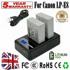2x LP-E8 Battery Pack & Dual Charger for Canon EOS 700D 600D 550D 650D Rebel